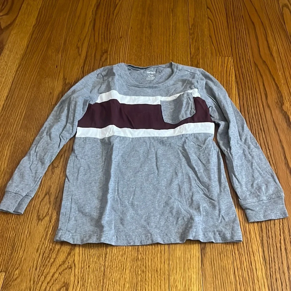 Carter’s Boy’s Grey Striped Long Sleeve Size 8/8A